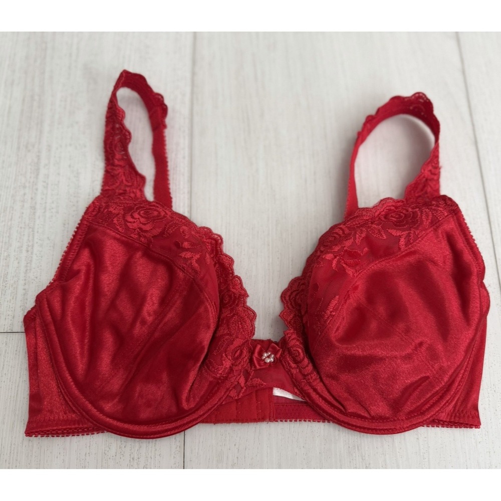 Vintage Frederick's of Hollywood Bra Sz 34D Red Satin